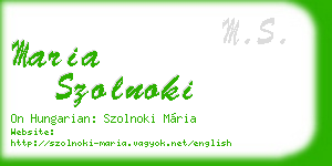 maria szolnoki business card